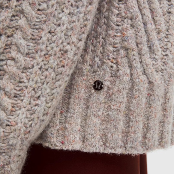Lululemon Wool-Blend Cable-Knit Sweater in Heathered Gull Grey XL *worn once* - Picture 4 of 10